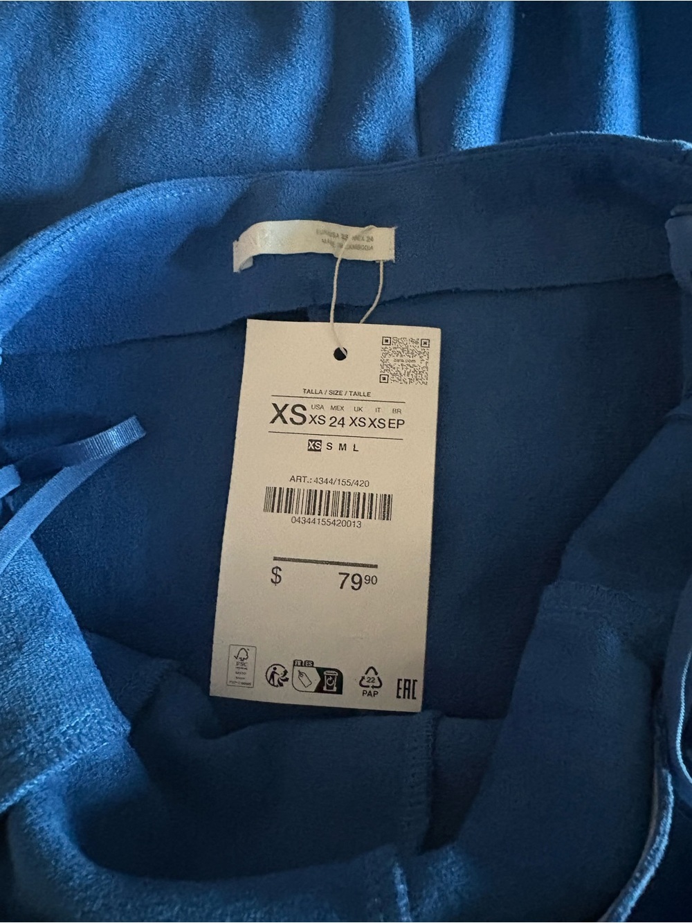 Zara Removable Strap Cobalt Blue Faux Suede Maxi Dress Size Medium NWT - Picture 13 of 14